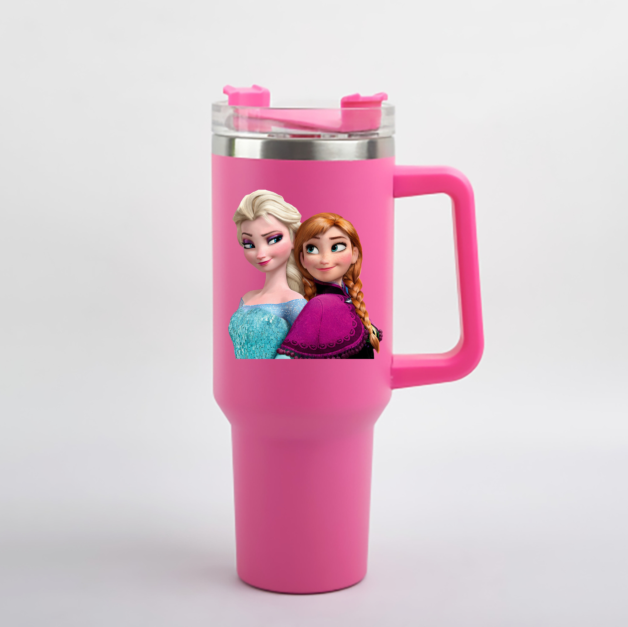 （画像用） アナと雪の女王 アンナ エルサ Frozen Anna Elsa 1200mL車用タンブラー - クリスタルステッカー（プラスチックストロー付き）